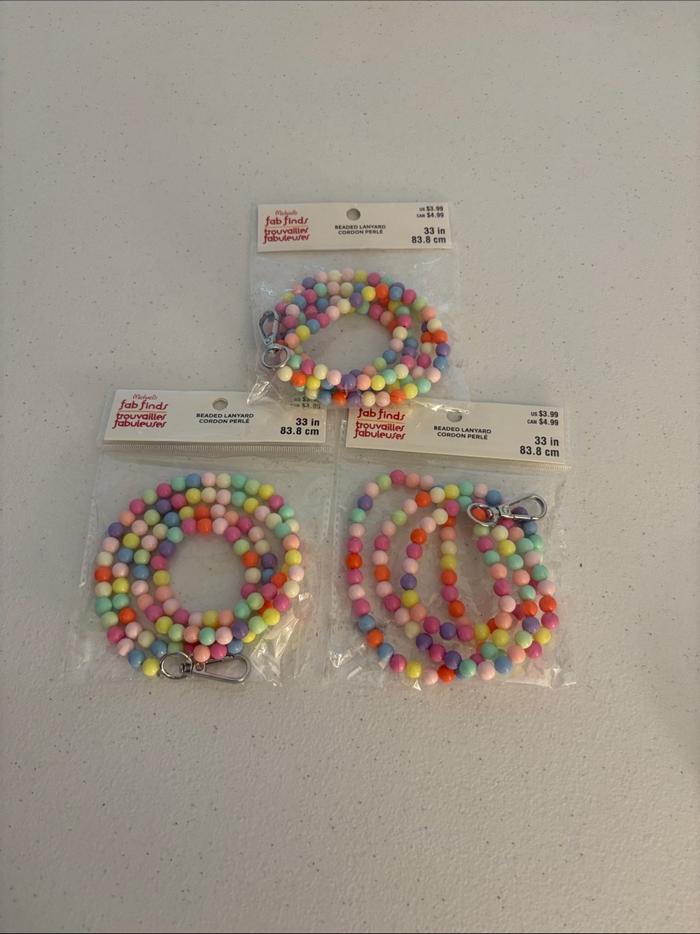 3-Michaels Pastel Multicolor Beaded Lanyard